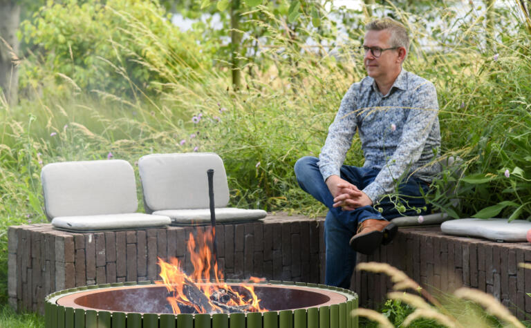 Greenarchitects stefaan willems landschapsarchitect Laarne Wetteren vuurschaal zitjes Wunder tuinontwerp natuurlijke bep