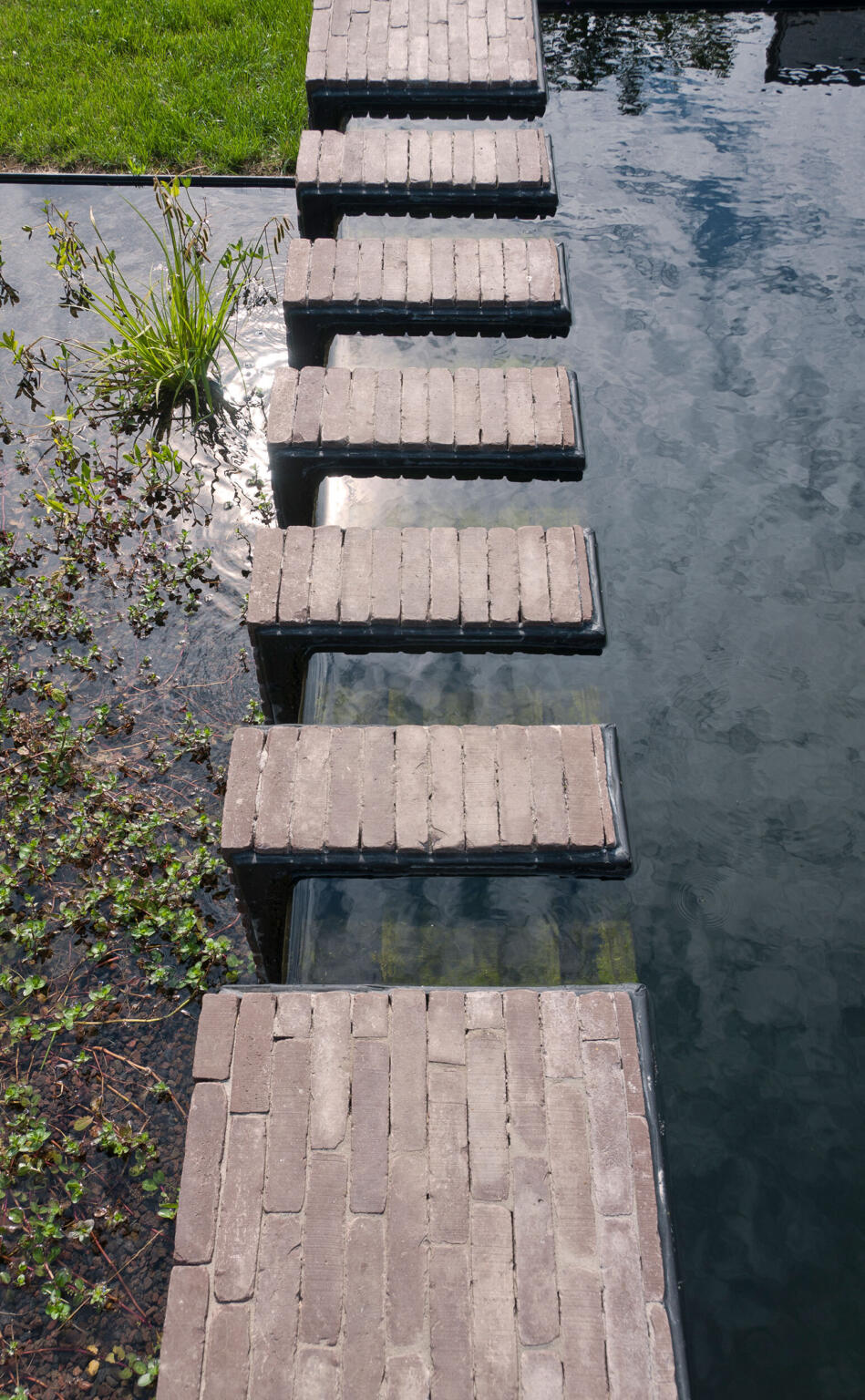 Greenarchitects stefaan willems tuinarchitect laarne Watervalletjes aan zwemvijver